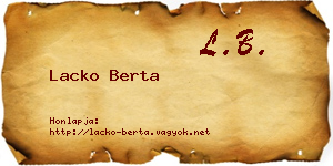 Lacko Berta névjegykártya