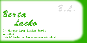 berta lacko business card
